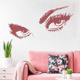 Vinyl wall sticker of a woman's eye with long lashes.