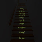 Glow in dark vinyl stair sticker decal with family quote, enhancing home ambiance and decor.