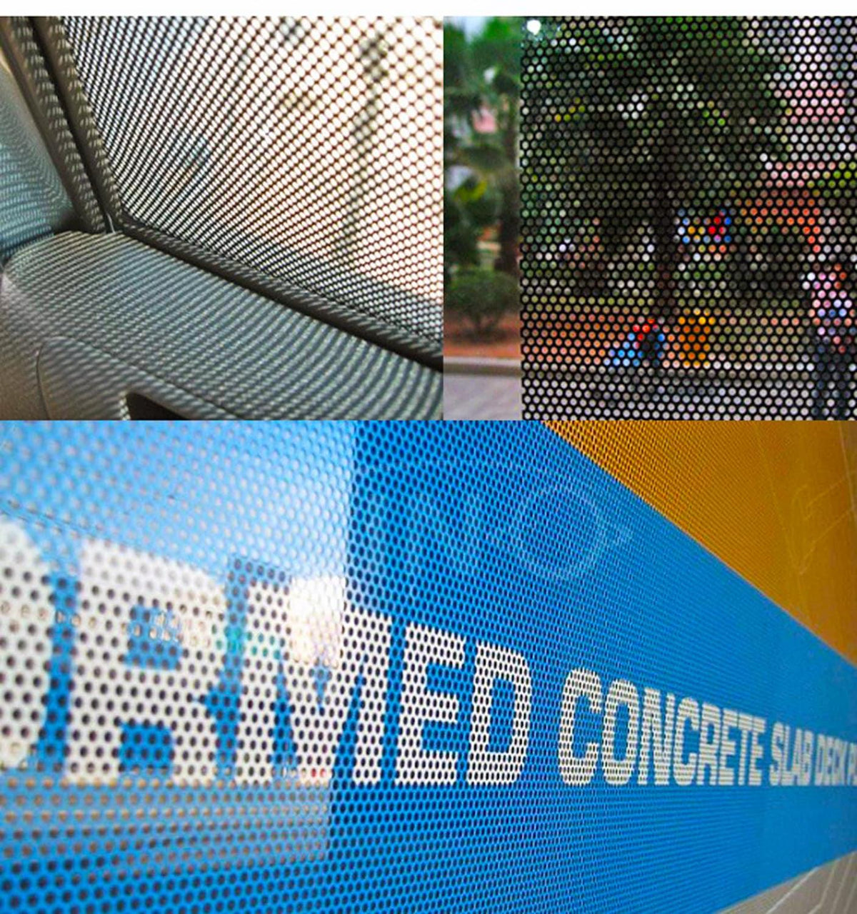 Custom one way window film privacy decal applied in various settings, showcasing its stylish design and functional benefits.