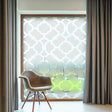 Stylish frosted window film design featuring geometric patterns, enhancing privacy while allowing natural light.