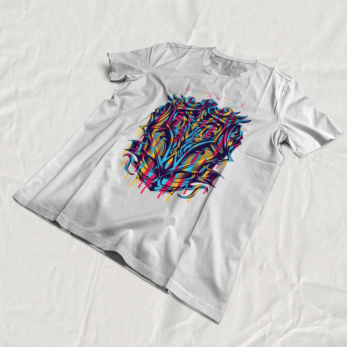 Custom DYE t-shirt featuring vibrant color abstract design.