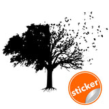 Tree wall decal design with birds flying from branches.