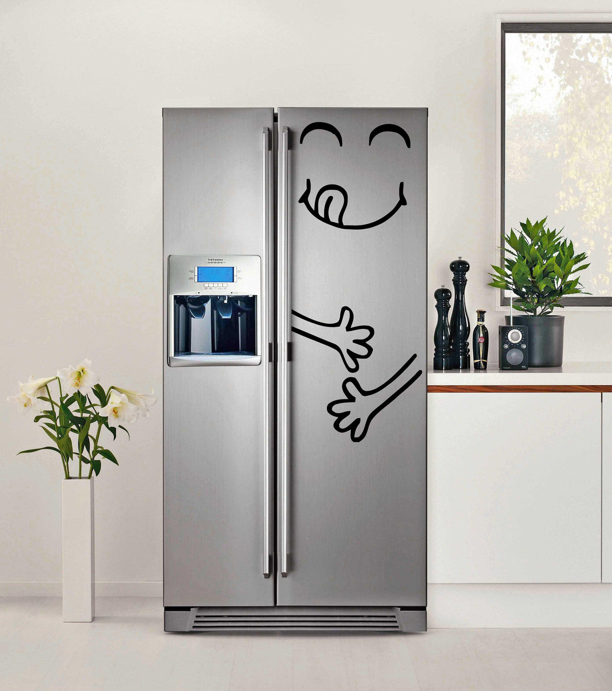 Alternate product view of Funny Happy Face Refrigerator Decal.