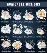Colorful wall decor sticker designs featuring dreamy animals, clouds, and stars for nursery decoration.