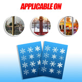 100 snowflake window stickers apply easily to glass surfaces.