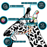 Giraffe with Headphones Wall Decal featuring a colorful giraffe wearing headphones