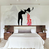 Love Sick Girl street-art wall decal displayed in a modern bedroom.