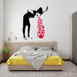 Street art style Love Sick Girl wall decal with red hearts in a modern bedroom decor.