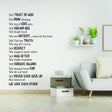 Inspirational family quote wall decal on a light wall, featuring positive affirmations and the message 'We Love Each Other'