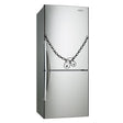Aesthetic vinyl kitchen fridge decal featuring a chain and padlock design for unique kitchen decor.