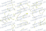 Various glow-in-the-dark constellation decals for a starry night sky theme.
