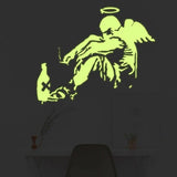 Glowing guardian angel wall sticker decal, luminescent spiritual art for home decor.