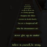 Glowing motivational quote stair decoration sticker decal set with inspiring phrases on steps.