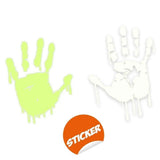 Glow in the dark bloody hands sticker for spooky Halloween decor.
